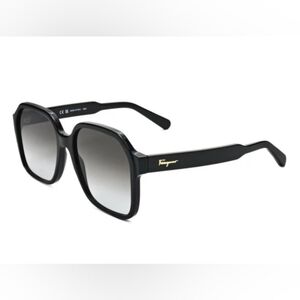 EUC Salvatore Ferragamo SF1069S Black Gancini Logo Sunglasses & Case!